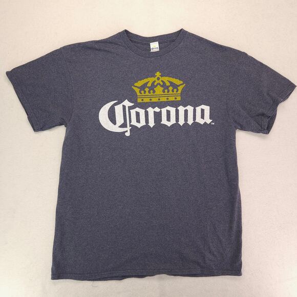 Corona Crew Neck Short Sleeve T Shirt Adult Mens Size Large L Navy Blue - Picture 2 of 9